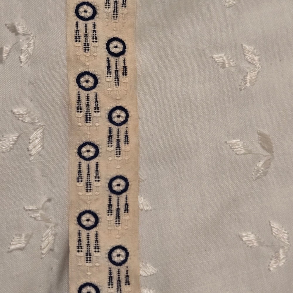 Vintage Style Woven Cotton Trim Navy Blue Cream Dream Catcher Folk 1 Inch Bulk